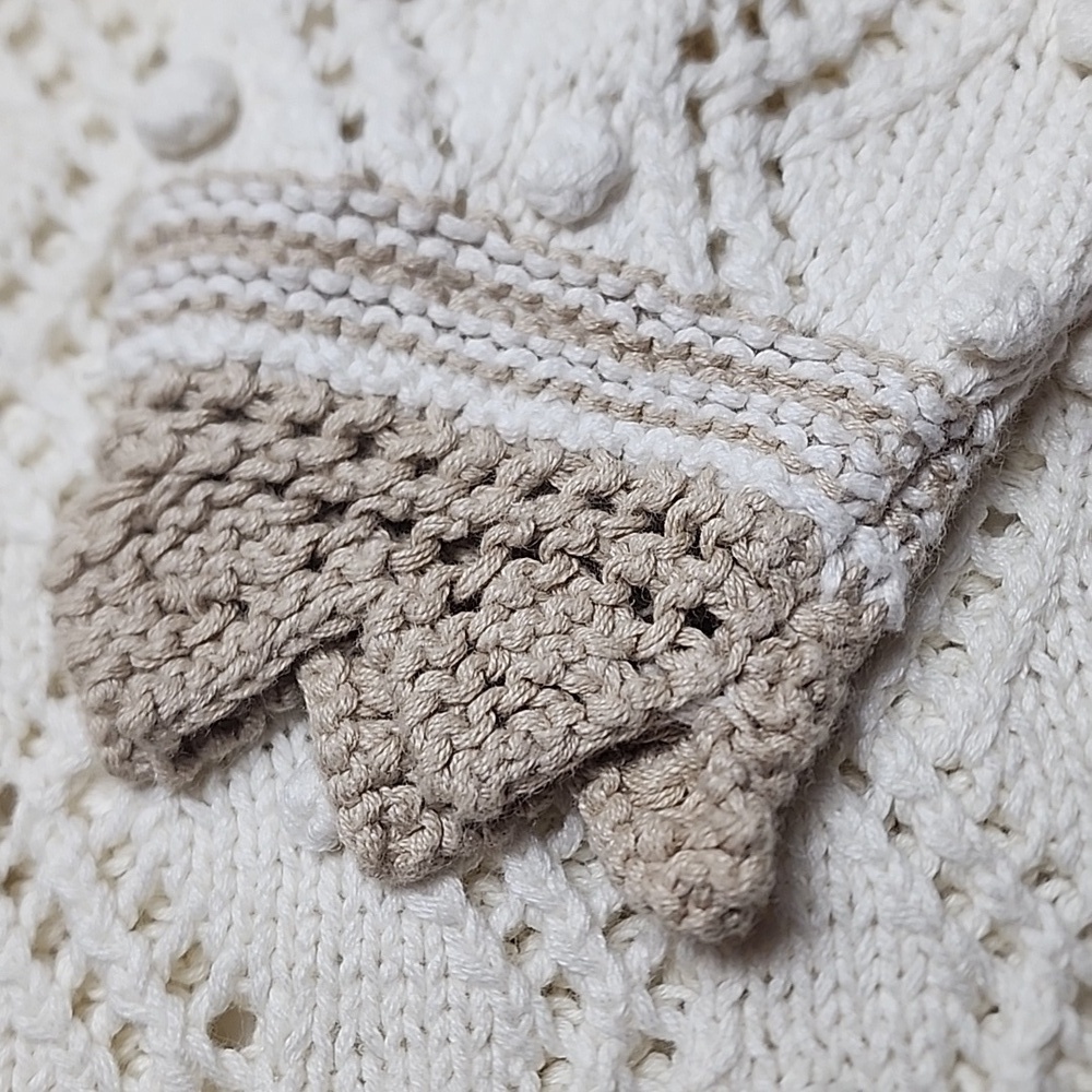 Express Tricot Hand Knitted Chunky Ramie/Cotton Blend V-Neck Sweater Vintage 90s - Picture 6 of 10